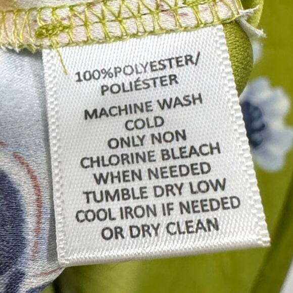 LOFT Green Floral Bell Sleeve Shift Dress Small Back Zip Tie Cuffs Womens - Picture 5 of 7